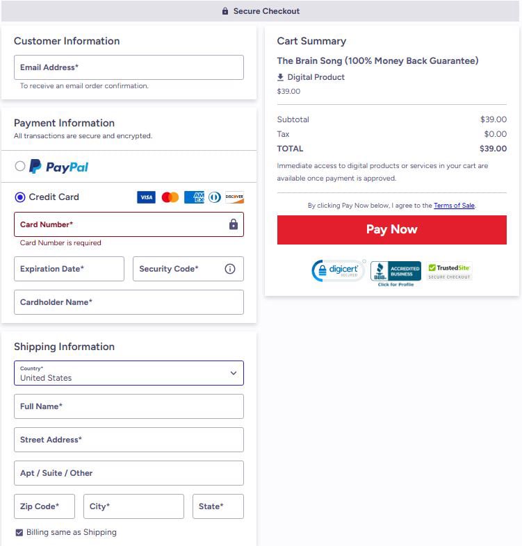The Genius Song Checkout Page